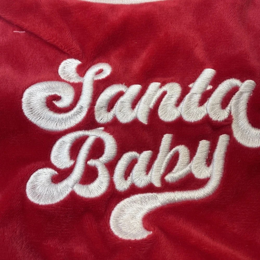 NWT Signature Select Santa Baby Bib Santa Hat Red White embroidered Christmas